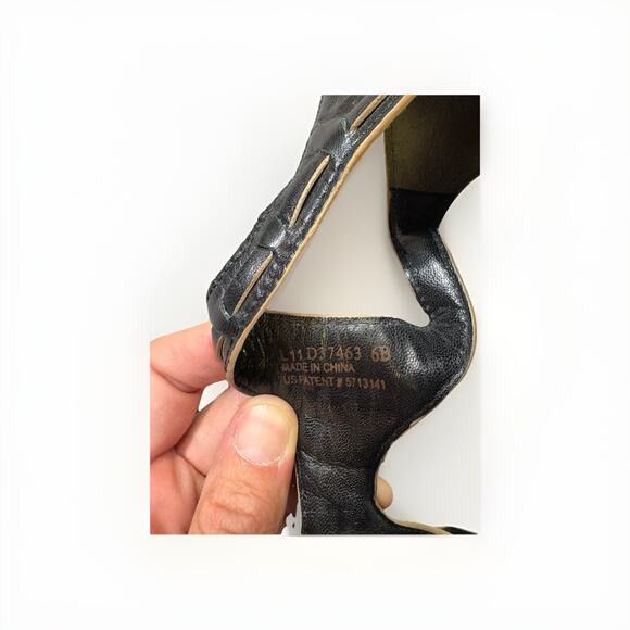 Cole Haan Women’s Black Leather Open Toe Heels Size 6B - Ankle zip - Picture 5 of 7